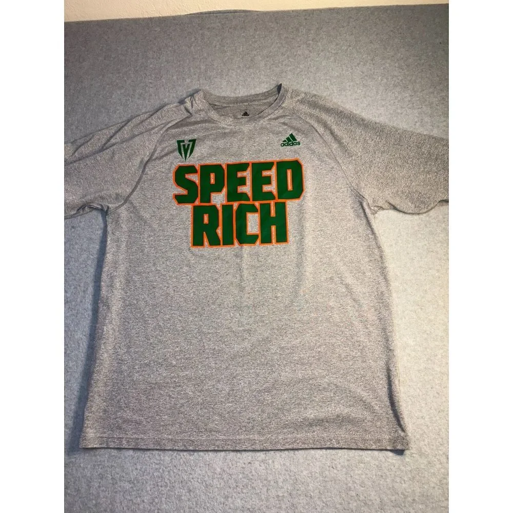 adidas Tee Shirt Mens Large Gray Climaire Speed Rich Short Sleeve State Champion